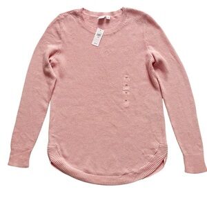 NWT GAP Long Sleeve Curve Hem Crew Thermal Top Pink Size XS